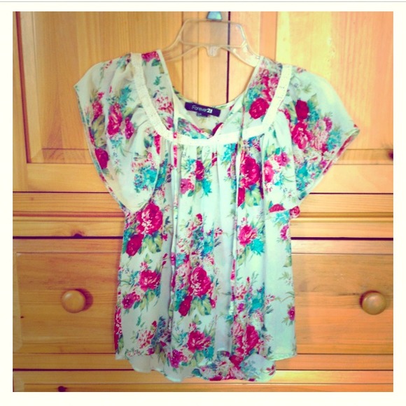 Forever 21 Sheer Floral Top