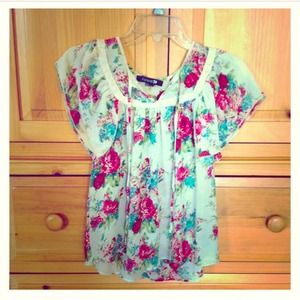 Forever 21 Sheer Floral Top