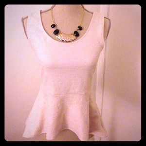 Beige Peplum Top &Gorgeous Gold and Black Necklace