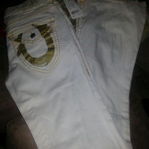 White and gold pants