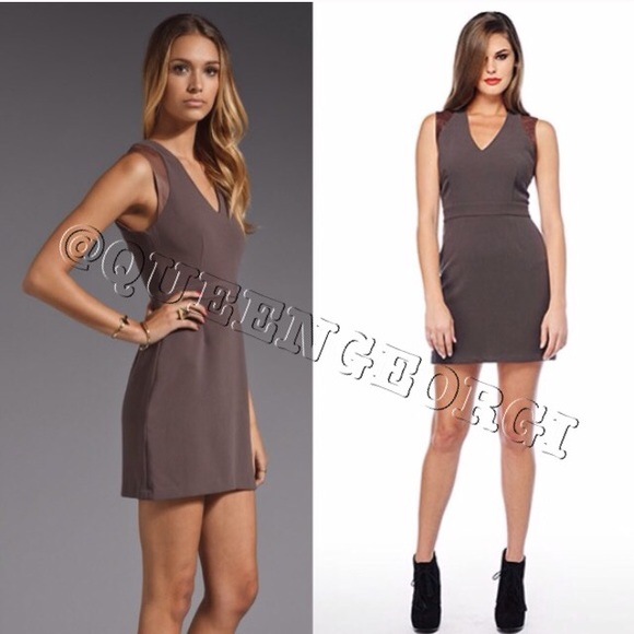 BB Dakota Dresses & Skirts - BB Dakota Leather Trimmed Dress in Bark