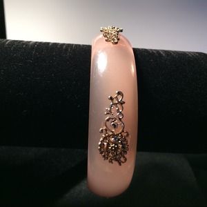 Pink and Gold Leaf- Embroidery bracelet🌟🎄