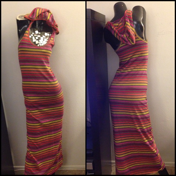 Rainbow hooded maxi