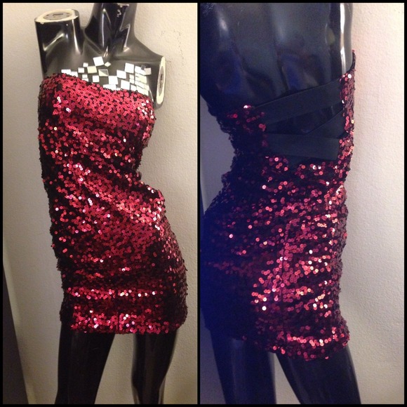 Red sequins dress