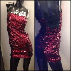 Red sequins dress