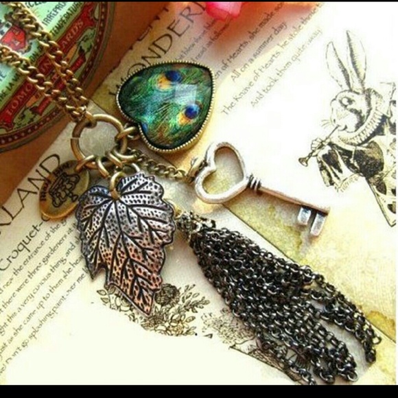 Peacock charm necklace
