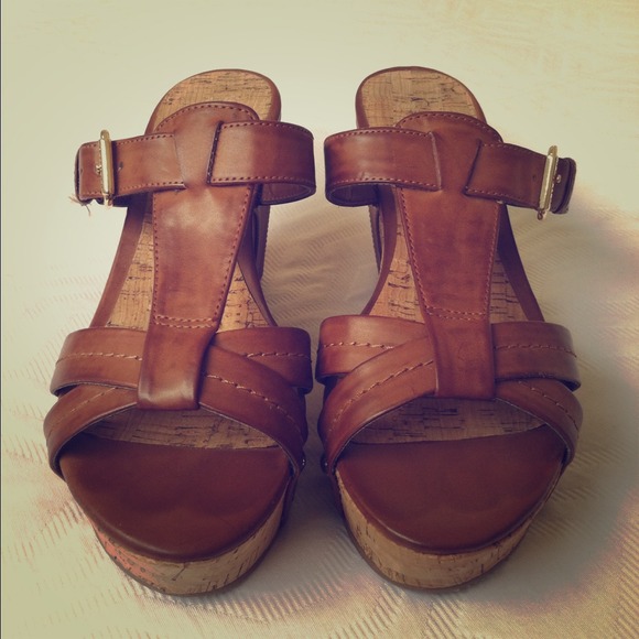 Guess Brown Leather Wedges