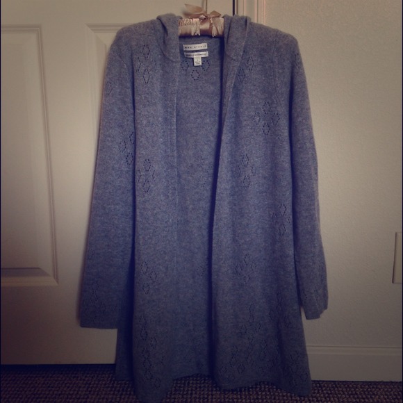 max studio Sweaters | 100 Cashmere Grey Cardigan With Hat | Poshmark