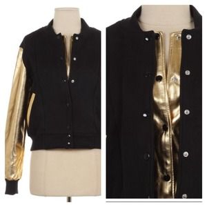 Black and gold bomber jacket