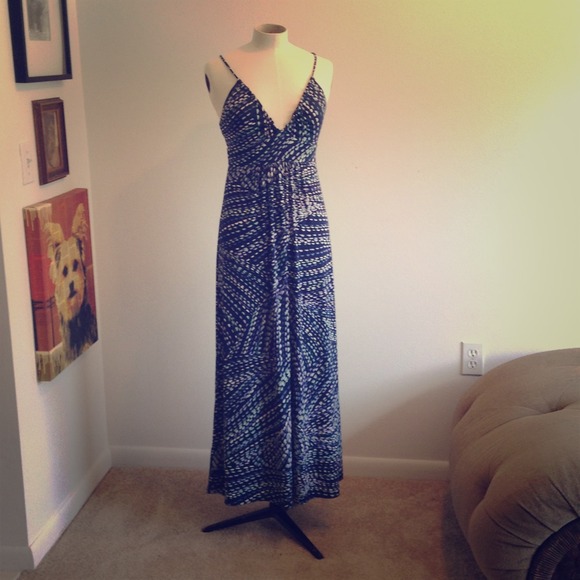 BCBG Adjustable Sundress In Pastel Over Navy