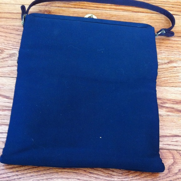 Vintage navy  gabardine handbag - Picture 2 of 4