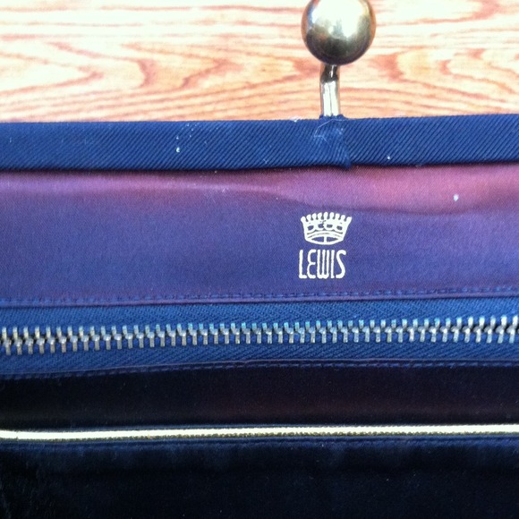 Vintage navy  gabardine handbag - Picture 3 of 4