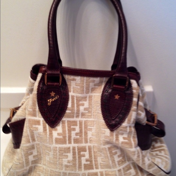 SOLD Fendi Zucca Star Leather Velvet FF Bag Tote
