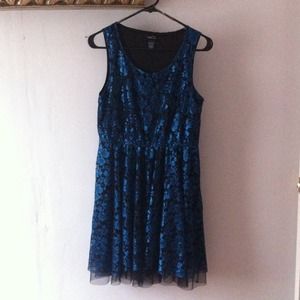 Rue 21 metallic blue and black dress