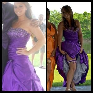 Purple beaded prom dress