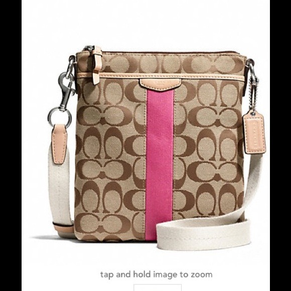 Coach Handbags - SOLD Coach Signature Stripe Swingpack