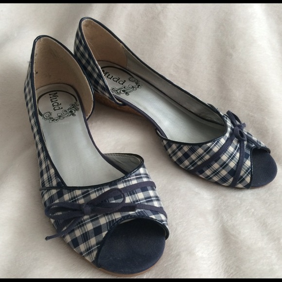 Blue Plaid Flats