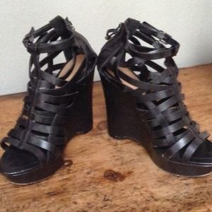 8.5M True Religion strappy platform wedges