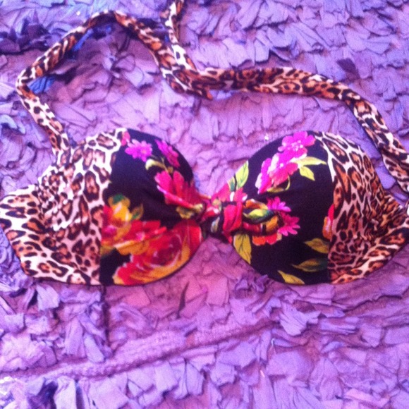 VS leopard and floral bikini top