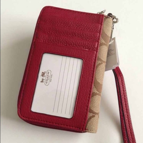 🚫Sold🚫 Coach khaki/black cherry wallet/clutch - Picture 2 of 4