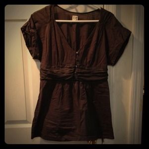 Anthropologie short sleeved deep v-neck