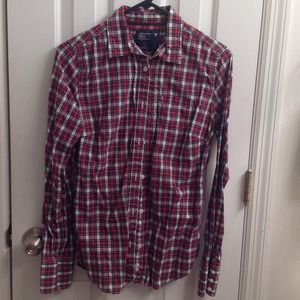 American Eagle red flannel shirt