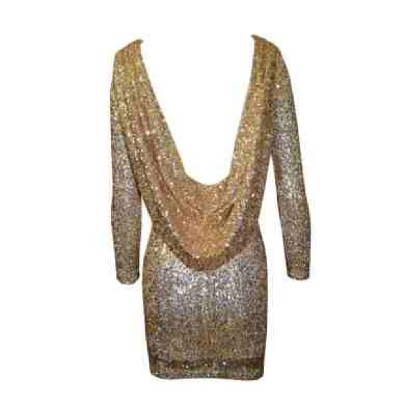 PRICE DROP Sequin Drape Open Back Dress - Picture 2 of 3