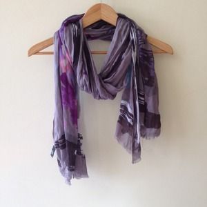 Pretty Gray Floral Scarf