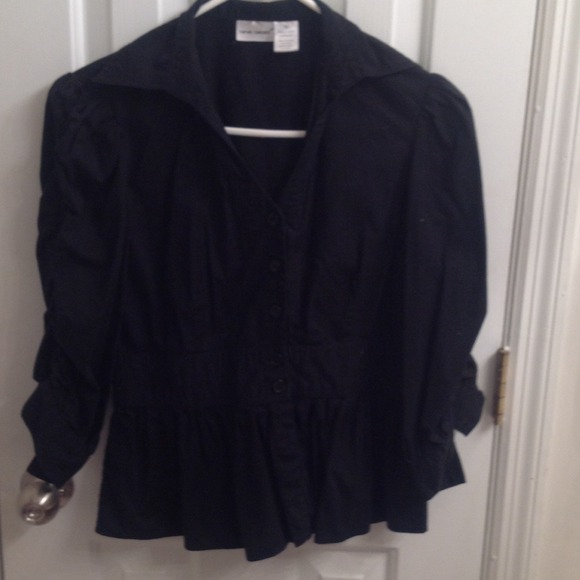 Black button up peplum shirt