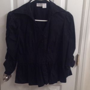 Black button up peplum shirt
