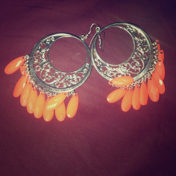 Orange dangle earrings