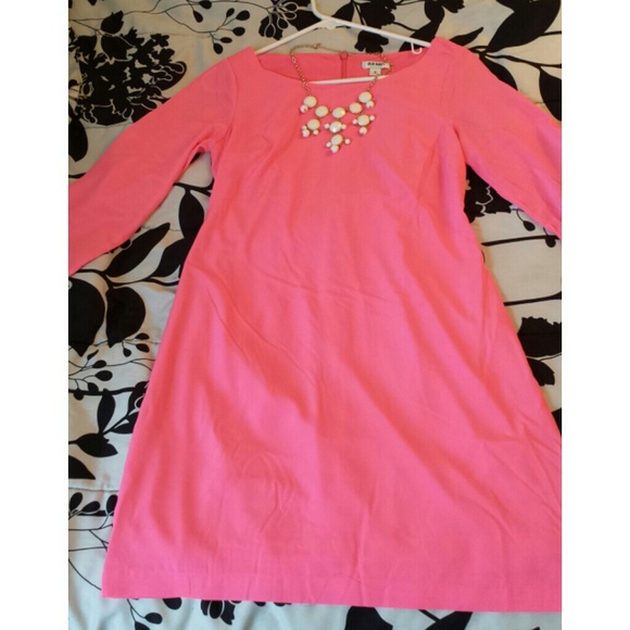 Hot pink 3/4 length sleeves dress