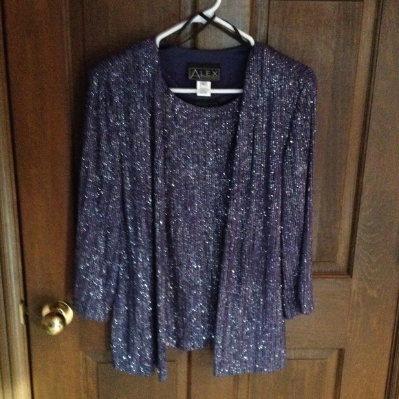 Dressy sequence top with jacket.