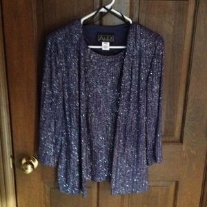 Dressy sequence top with jacket.