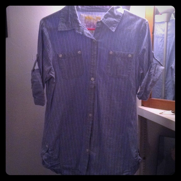 Blue, pinstripe, button up.
