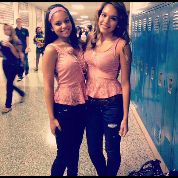 Lace pink flower shirt