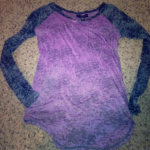 Purple grunge rocker hi-low burnout top