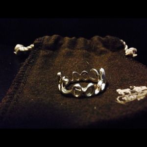 Sterling silver coach script ring