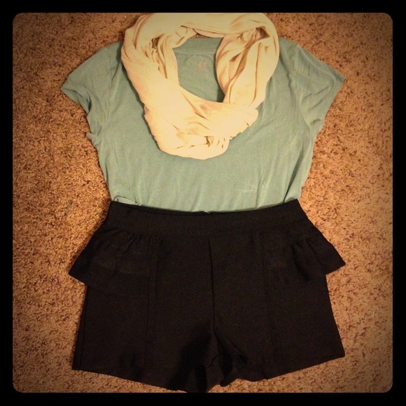 High waisted black ruffle shorts