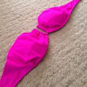 Hot Pink Strapless Bathing Suit