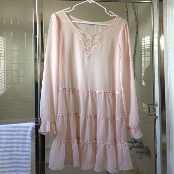Baby pink chiffon peasant dress