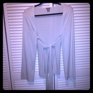 Soft pale grayish blue wrap sweater