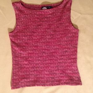 Pink knit sparkle sleeveless top