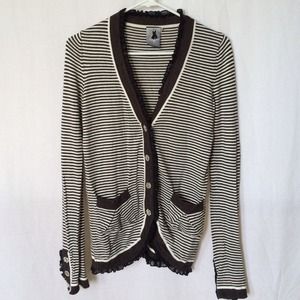 Preppy Ruffle Stripe Cardigan