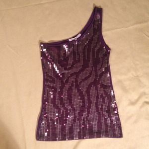 Purple sequin one shoulder top