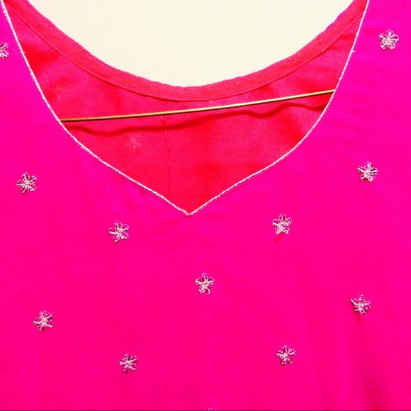 Hot pink Indian dress short sleeve 3 peace - Picture 2 of 3