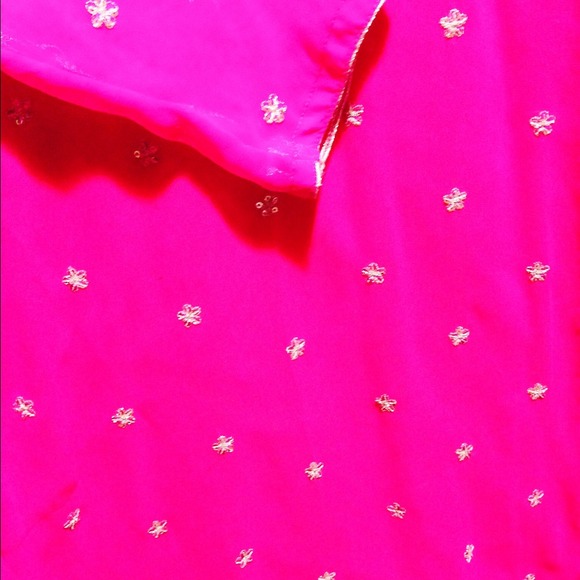 Hot pink Indian dress short sleeve 3 peace - Picture 3 of 3