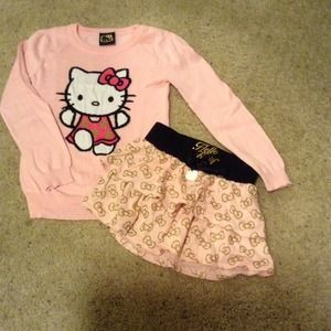 Hello kitty sweater size 5/6. Skirt xs.