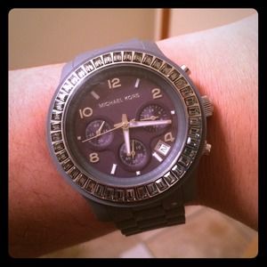 Michael Kors Glitz Silicone Baguette Watch Gray