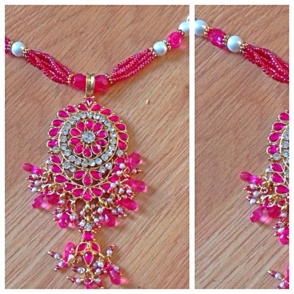 'Pop of Pink' Hot Pink Indian Inspired Necklace